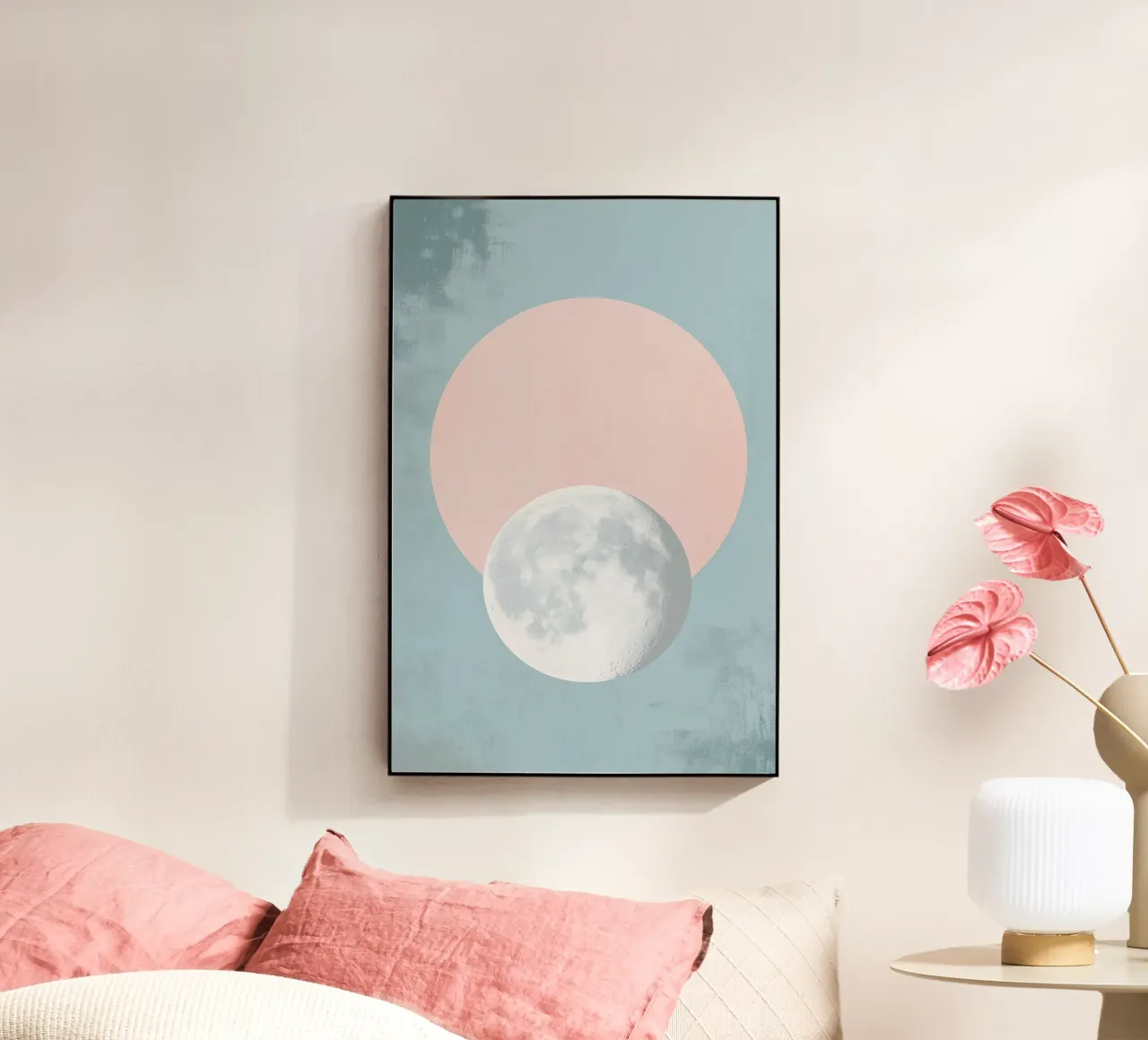 Luna pastel en círculo metacrilato de Carinaprint