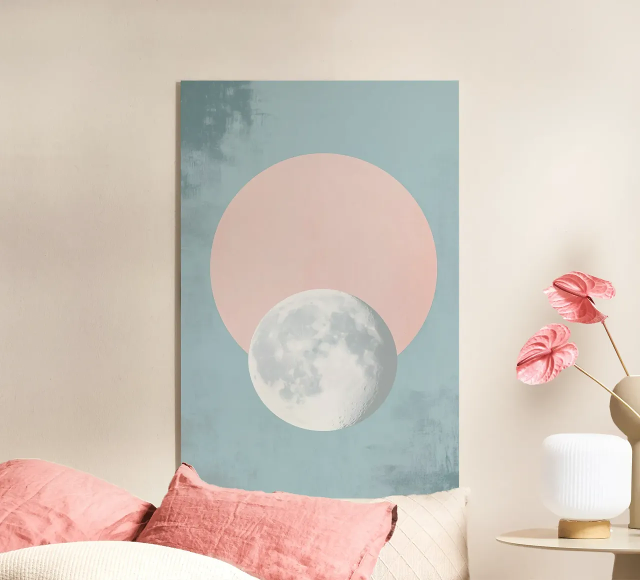 Luna pastel en círculo metacrilato de Carinaprint