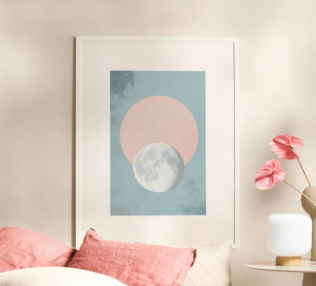 Luna pastel en círculo poster de Carinaprint