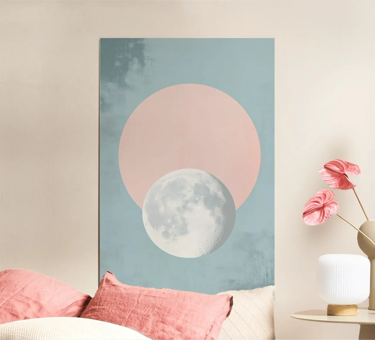 Luna pastel en círculo poster de Carinaprint