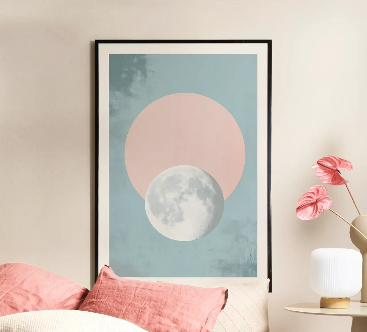Luna pastel en círculo poster de Carinaprint