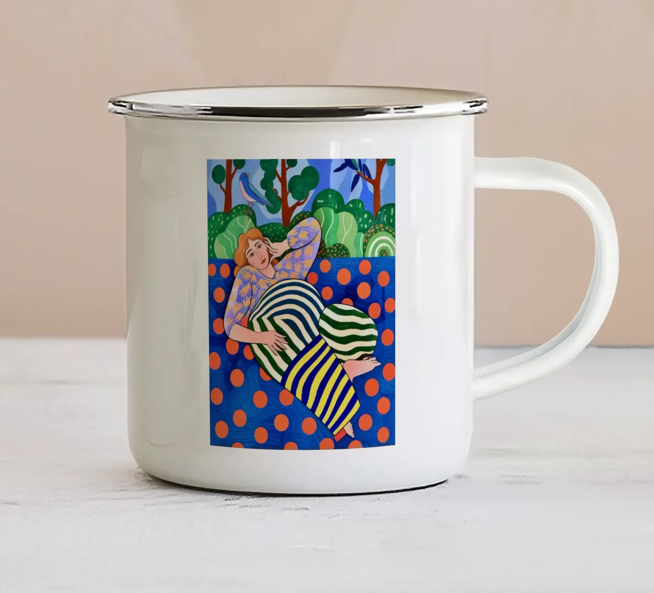 Tempo libero a pois tazza in smalto da Silent Hue