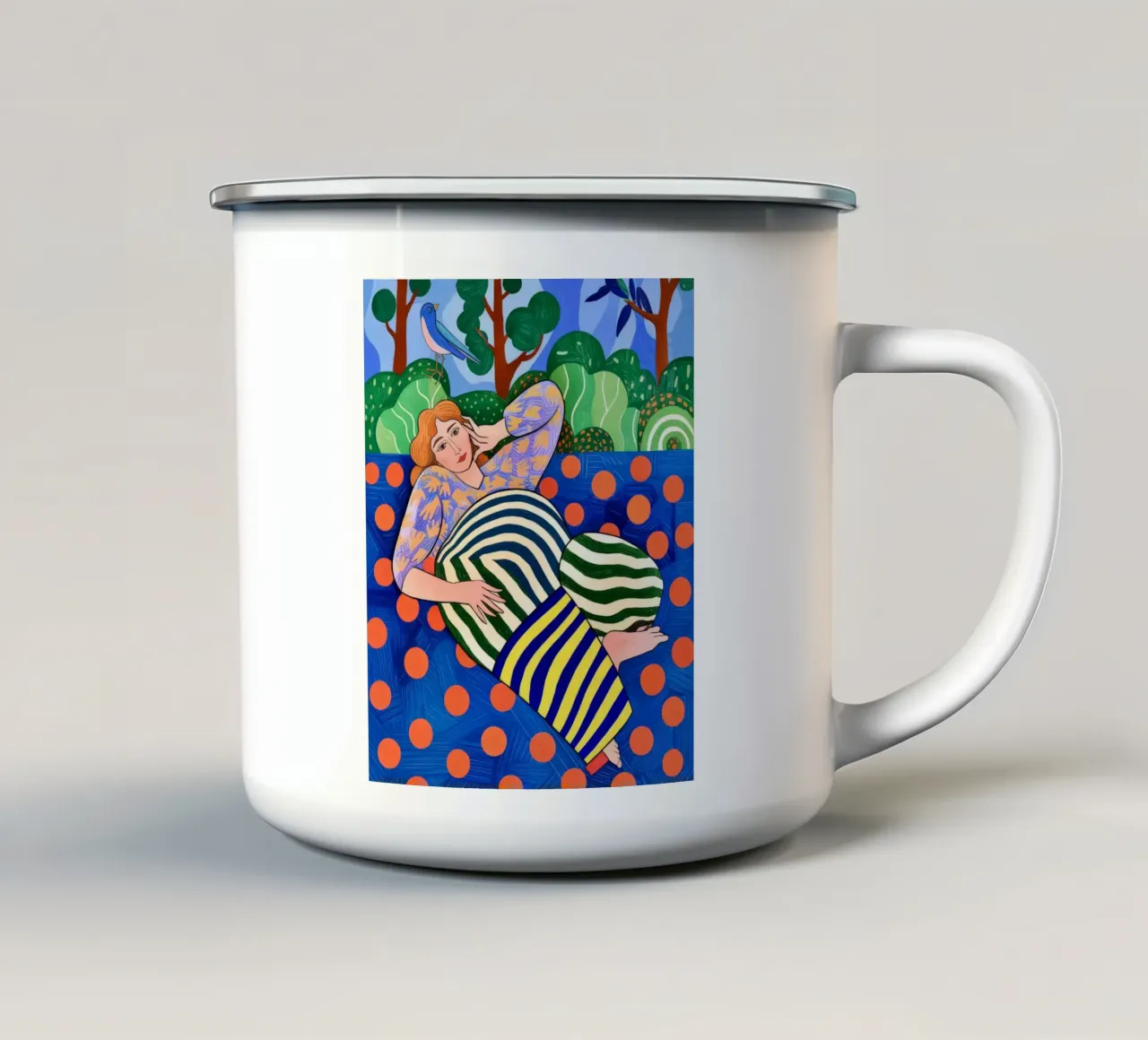Tempo libero a pois tazza in smalto da Silent Hue
