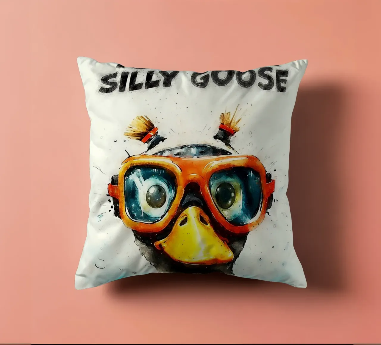 slogan "duck goggles snorkeling cuscino da RJ Peterson-Animal