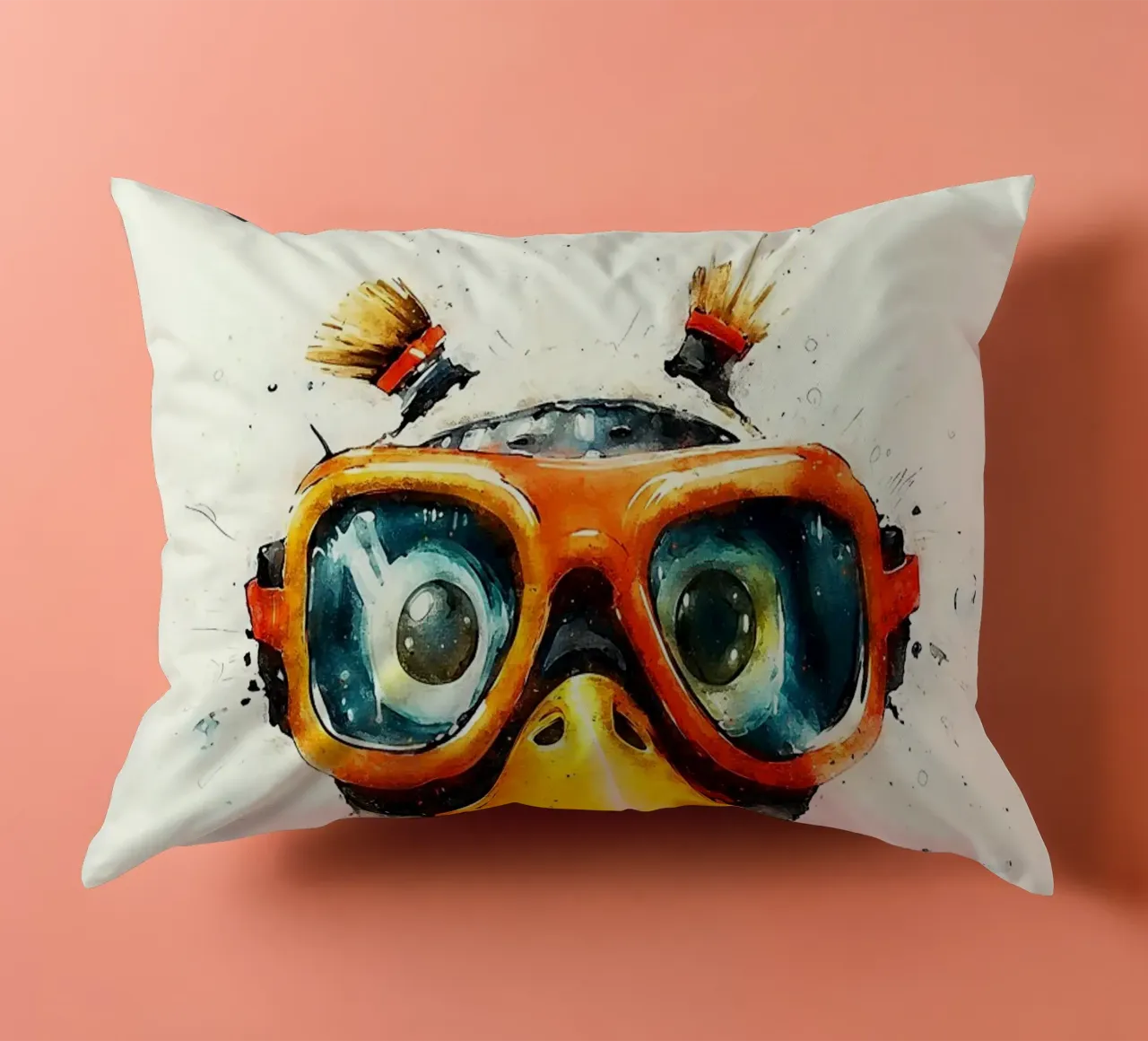 slogan "duck goggles snorkeling cuscino da RJ Peterson-Animal