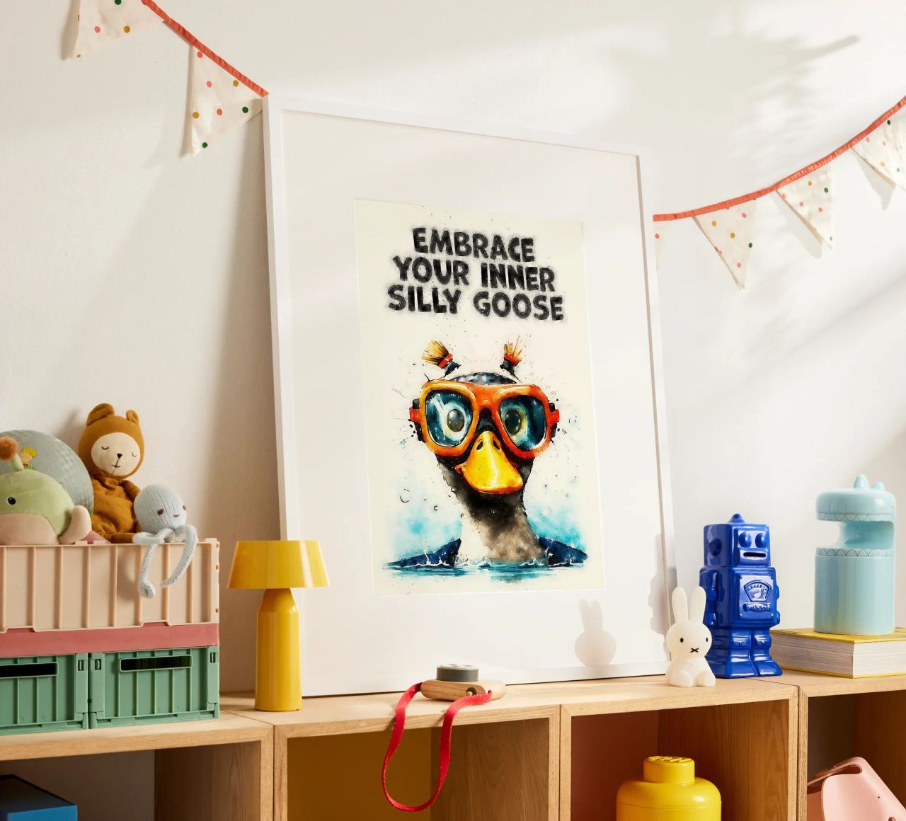 slogan "duck goggles snorkeling poster da RJ Peterson-Animal