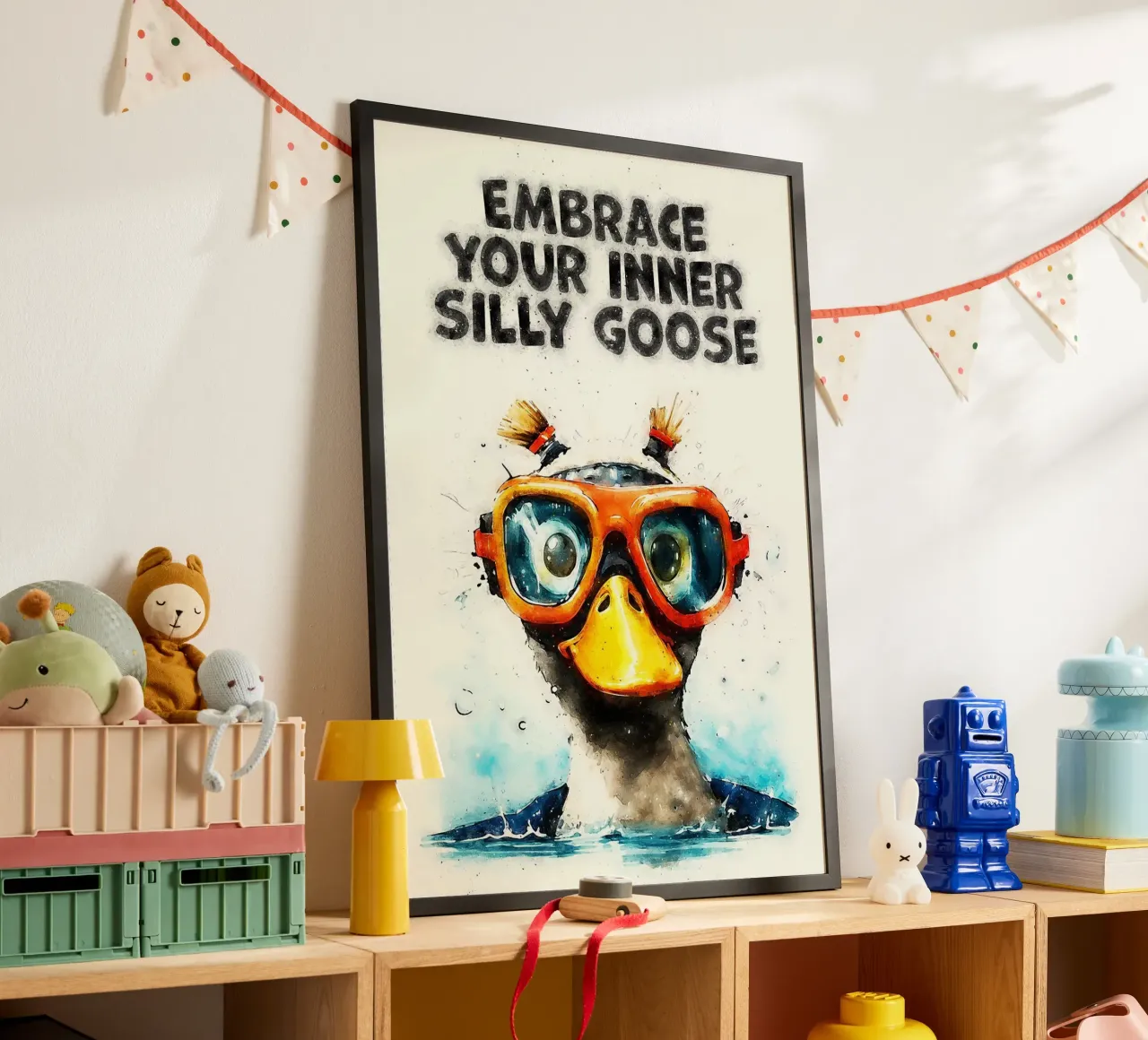slogan "duck goggles snorkeling poster da RJ Peterson-Animal