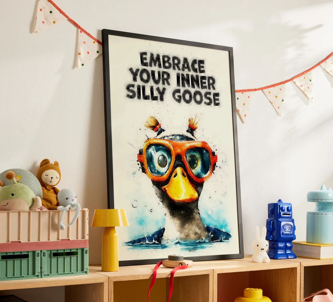 slogan "duck goggles snorkeling poster da RJ Peterson-Animal