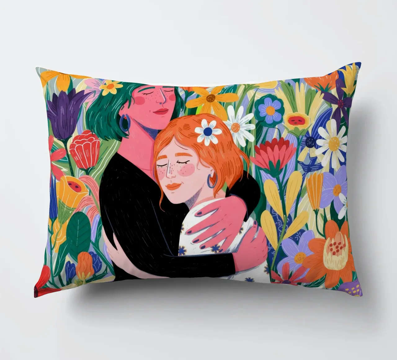 Floral Embrace Harmony decorative cushion by Silent Hue