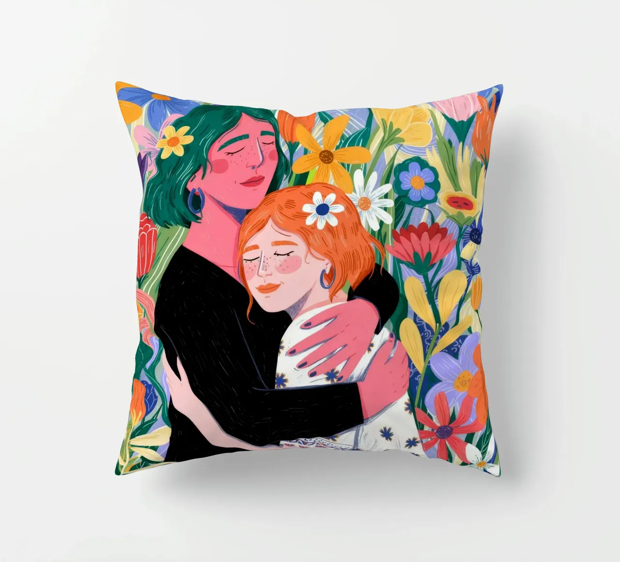 Floral Embrace Harmony decorative cushion by Silent Hue