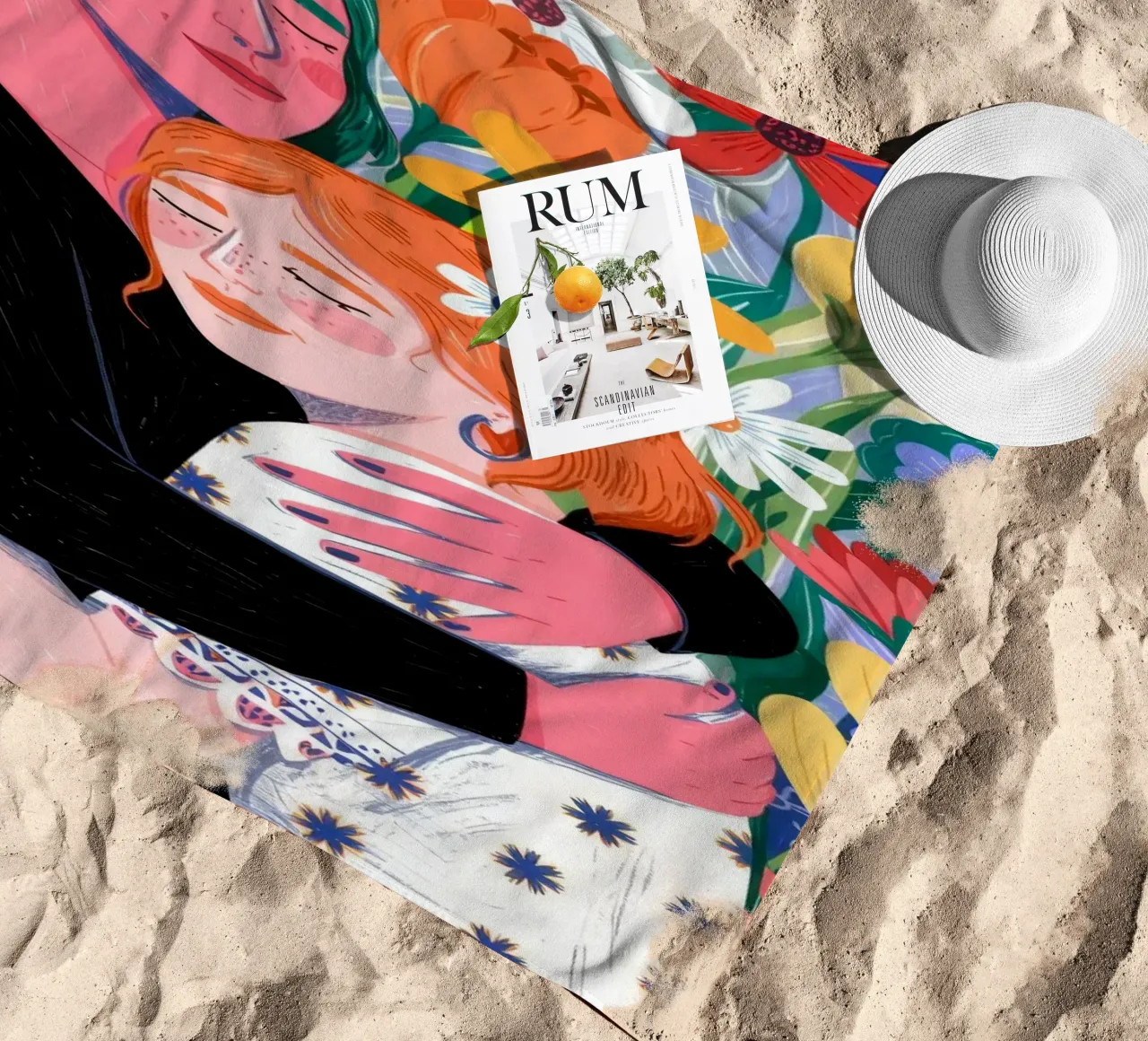 Floral Embrace Harmony beach towel by Silent Hue