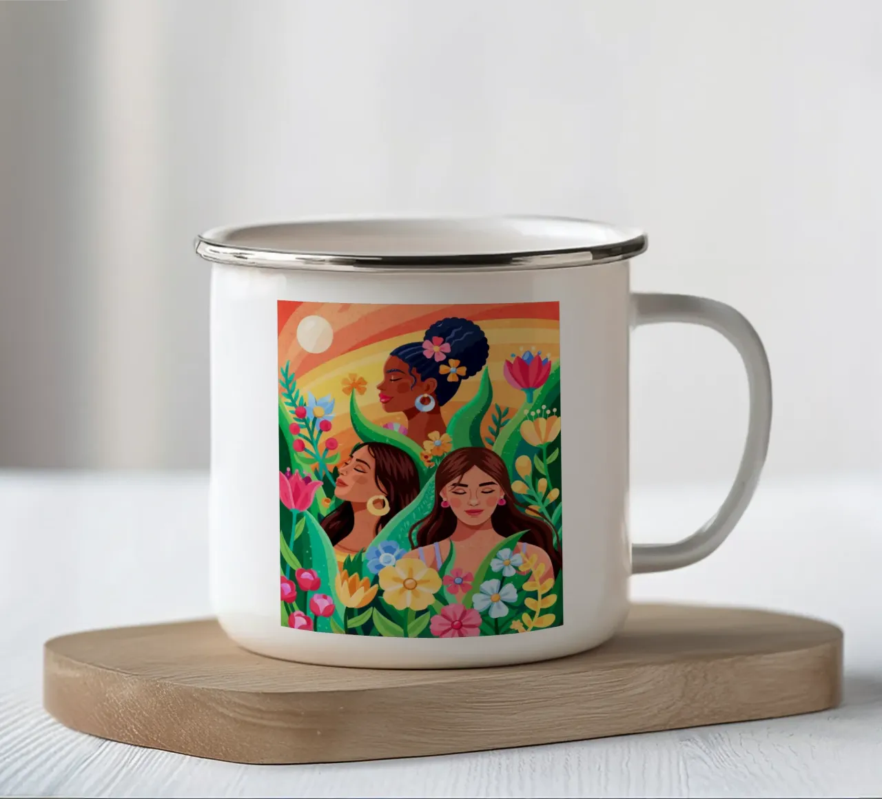 Beatitudine del tramonto tropicale tazza in smalto da Silent Hue