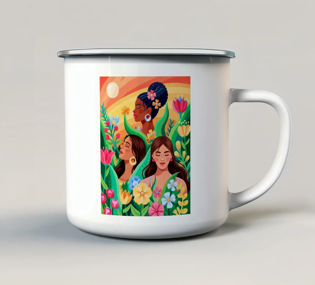 Beatitudine del tramonto tropicale tazza in smalto da Silent Hue
