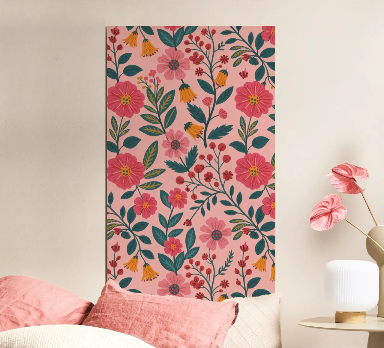 Sinfonia floreale botanica poster con telaio in alluminio da Silent Hue