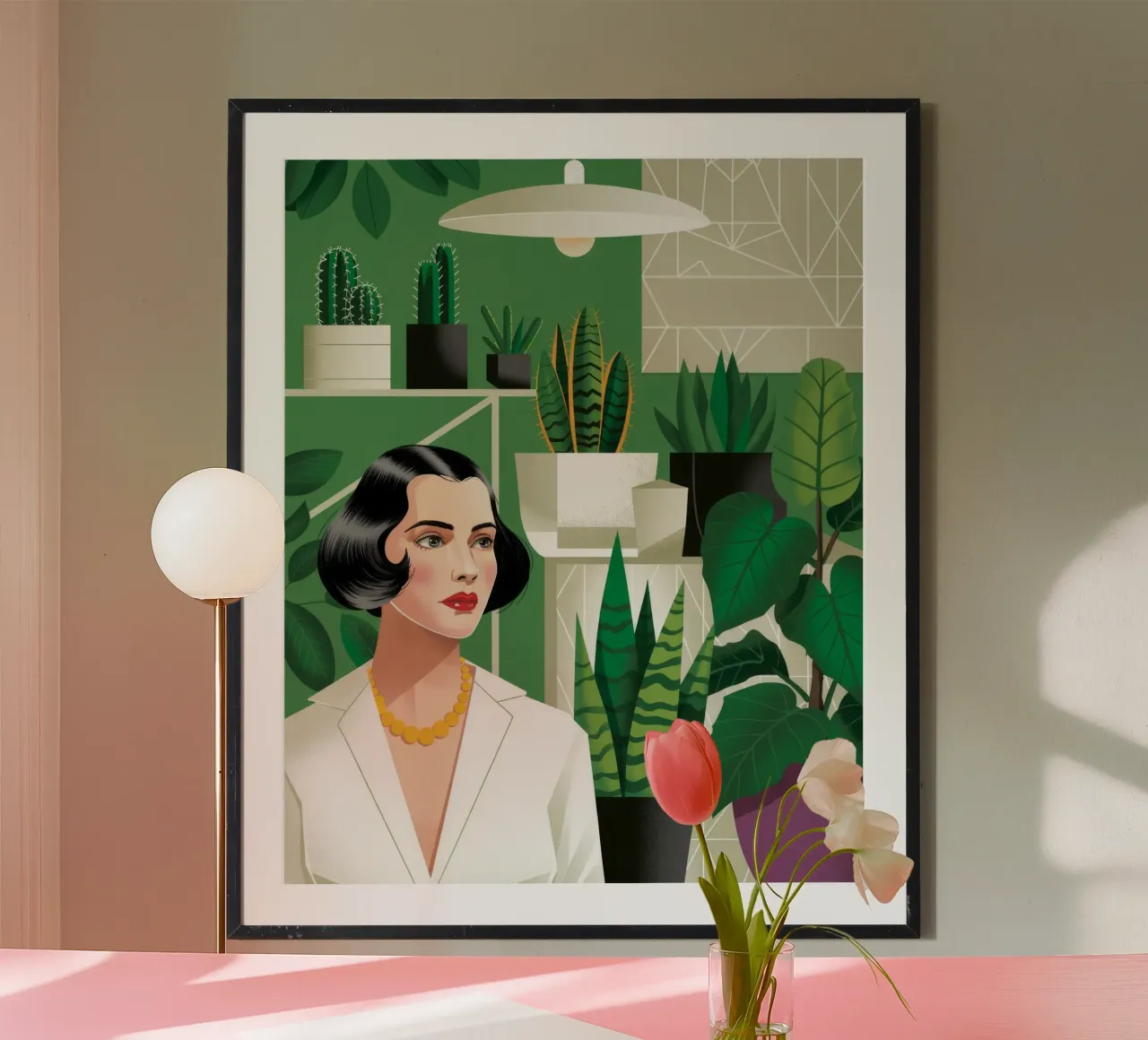 Un moderno santuario verde poster con telaio in legno da Silent Hue