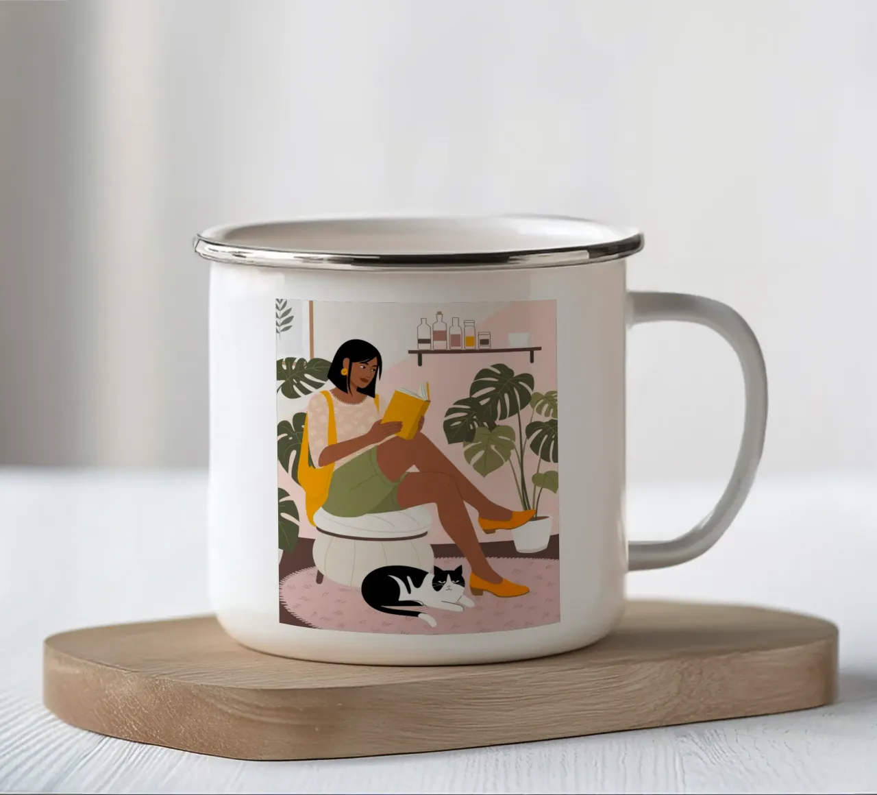 Accogliente angolo di lettura tazza in smalto da Silent Hue