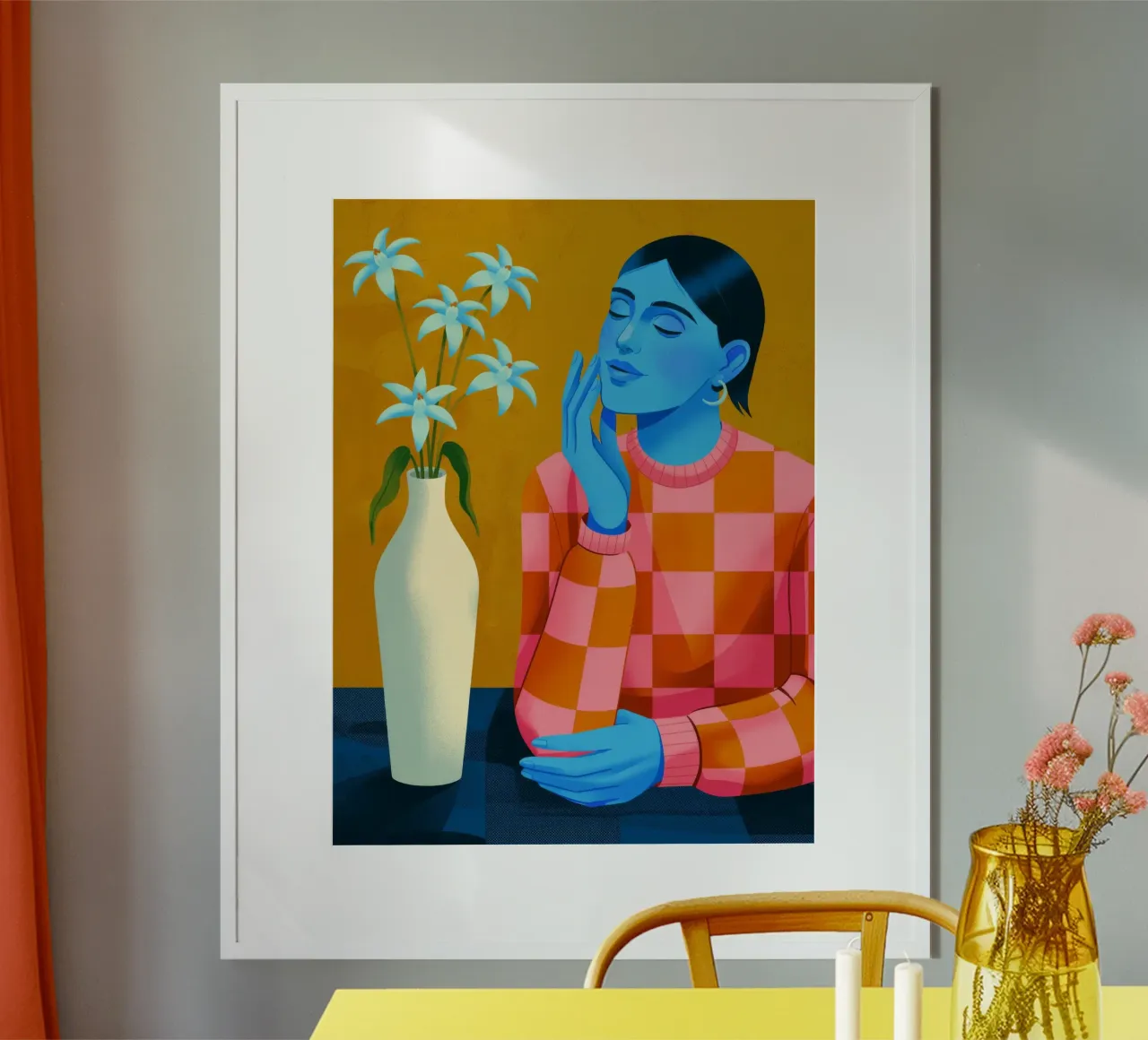 Quiete floreale contemplativa poster con telaio in legno da Silent Hue