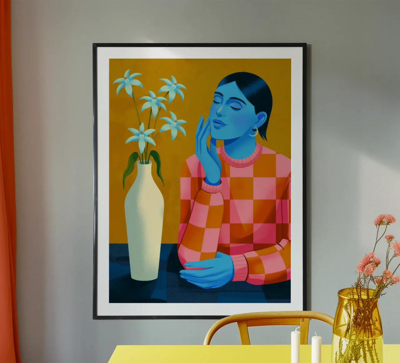Quiete floreale contemplativa poster con telaio in legno da Silent Hue