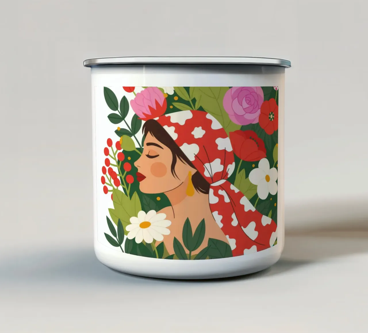 Reverie floreale vibrante tazza in smalto da Silent Hue