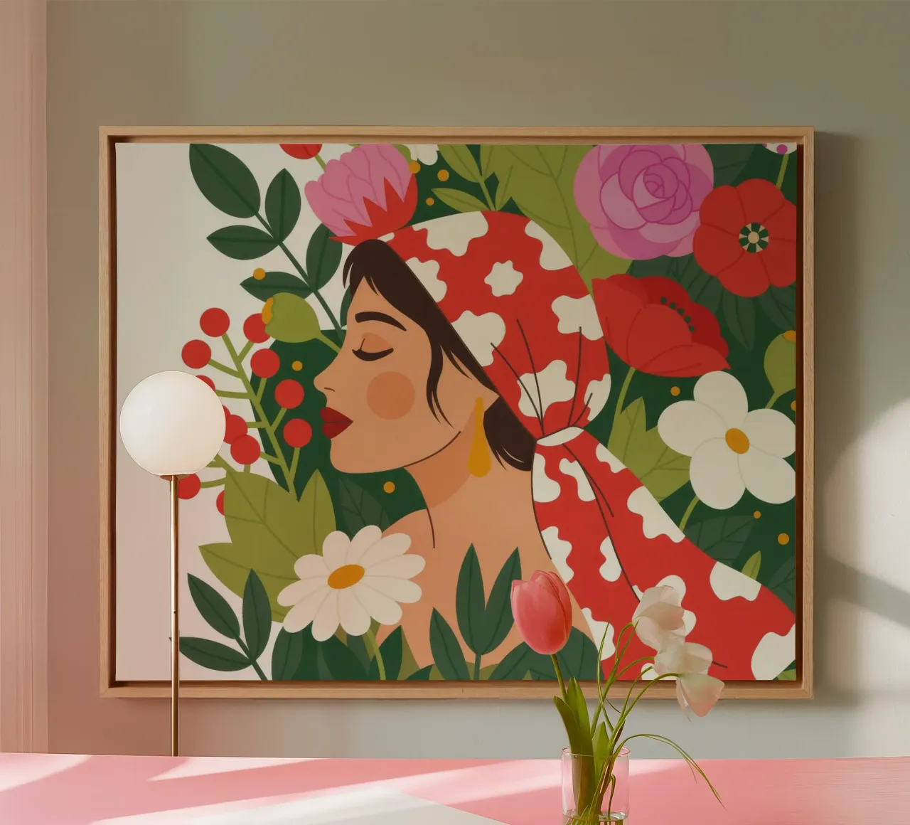 Levendige bloemen mijmering canvas met Baklijst van Silent Hue