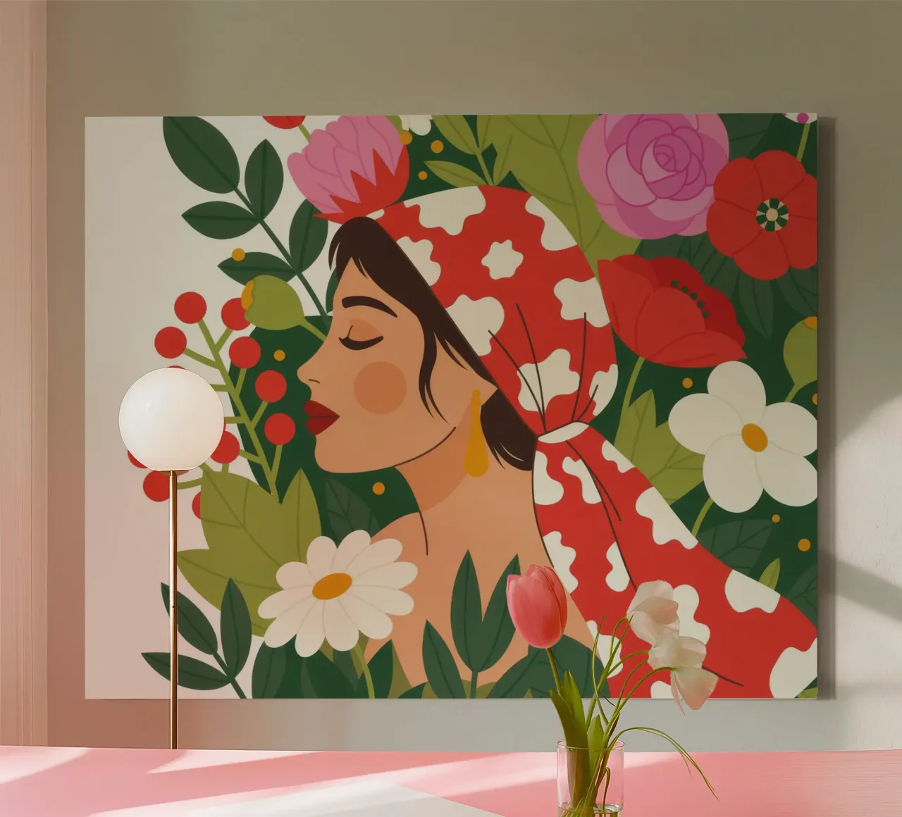 Levendige bloemen mijmering canvas met Baklijst van Silent Hue