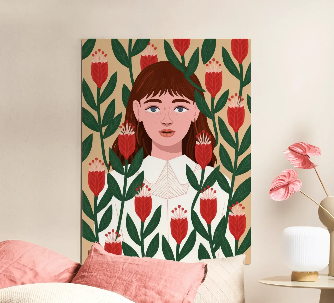 Serena armonia floreale poster con telaio in alluminio da Silent Hue