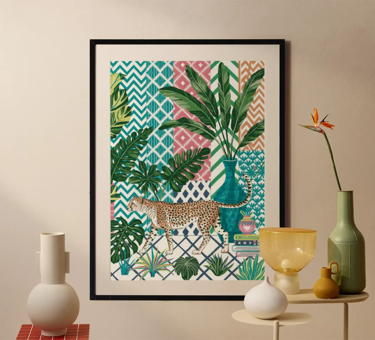 Maestà floreale della giungla poster con telaio in alluminio da Silent Hue