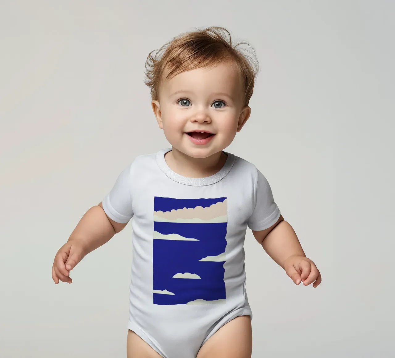 Arctic Ocean short-sleeve baby romper by Rosi Feist