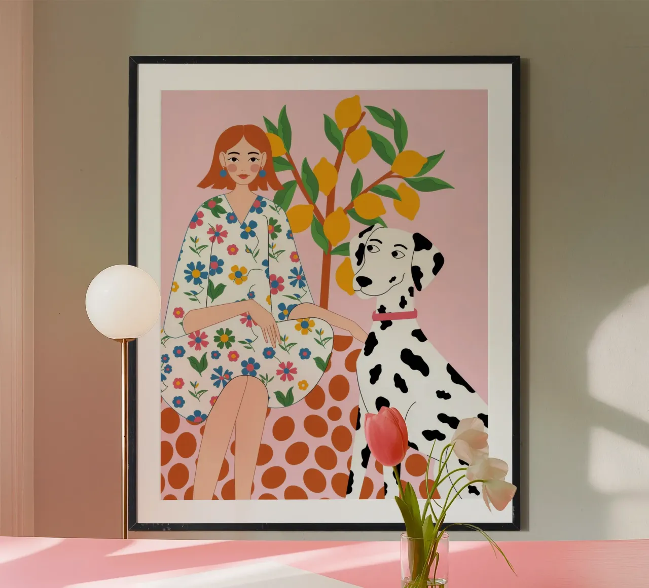 Armonia floreale canina poster con telaio in alluminio da Silent Hue