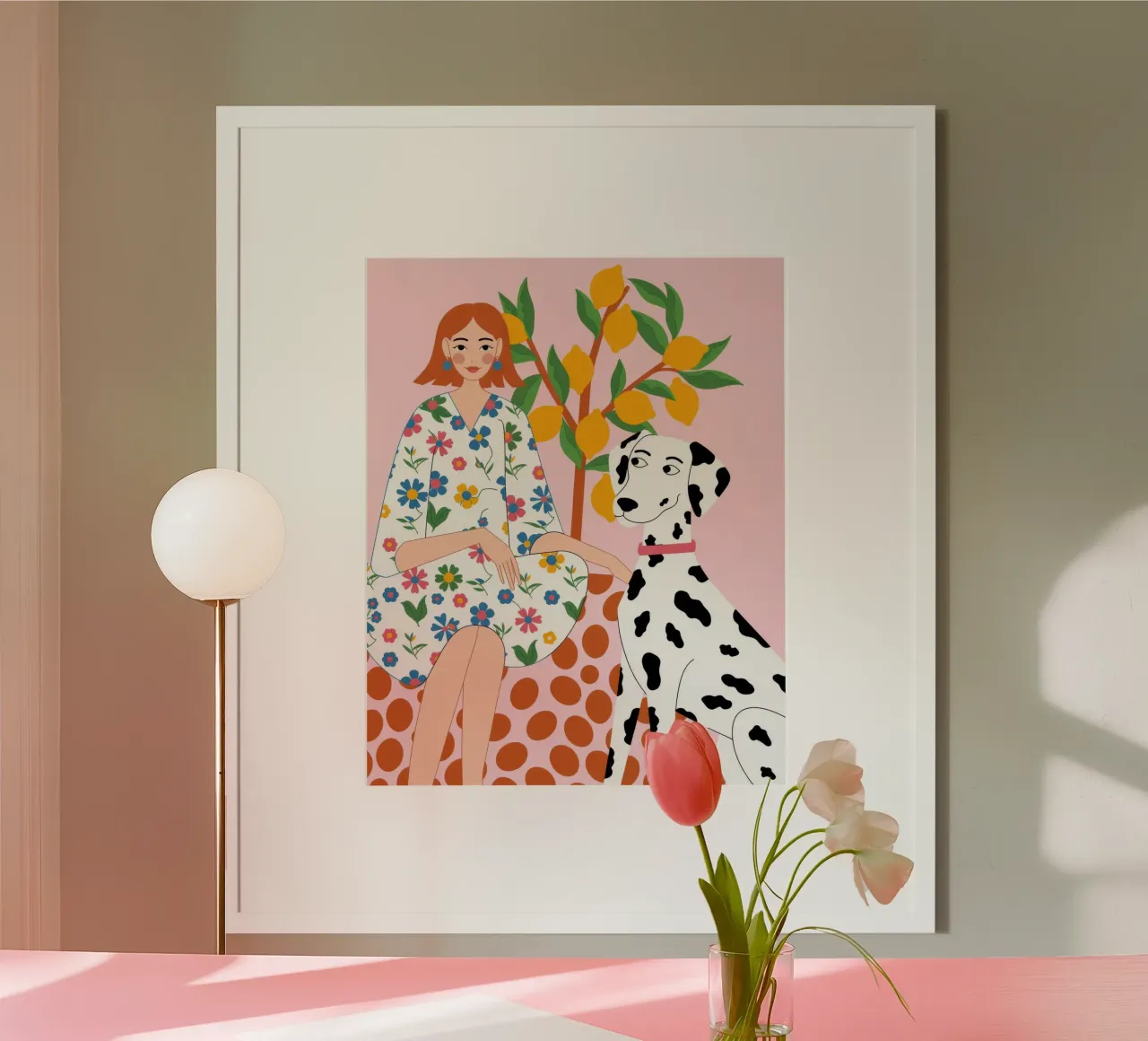 Armonia floreale canina poster con telaio in alluminio da Silent Hue