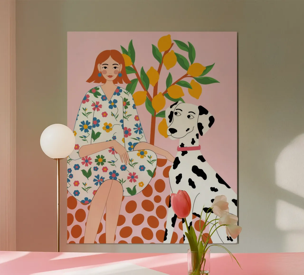 Armonia floreale canina poster con telaio in alluminio da Silent Hue
