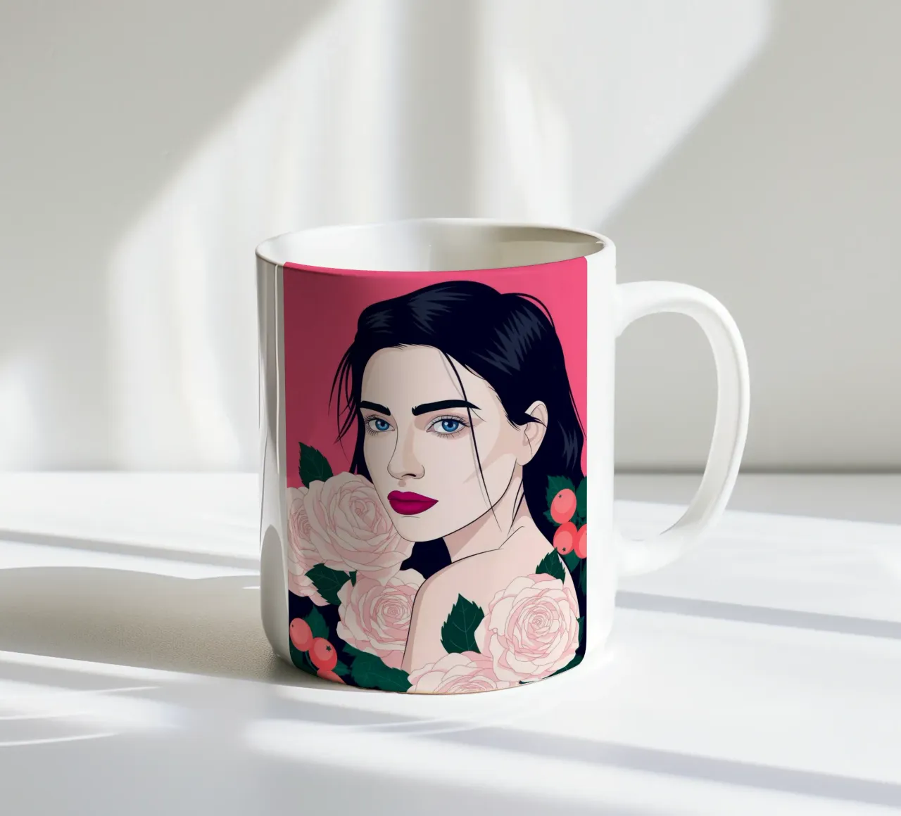 Rosenblüten Eleganz Keramik Tasse von Silent Hue