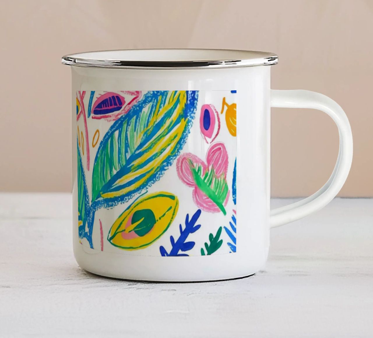 Bold Pop Doodle Botanical Summer Vibes tazza in smalto da Andrea Haase Modern Home