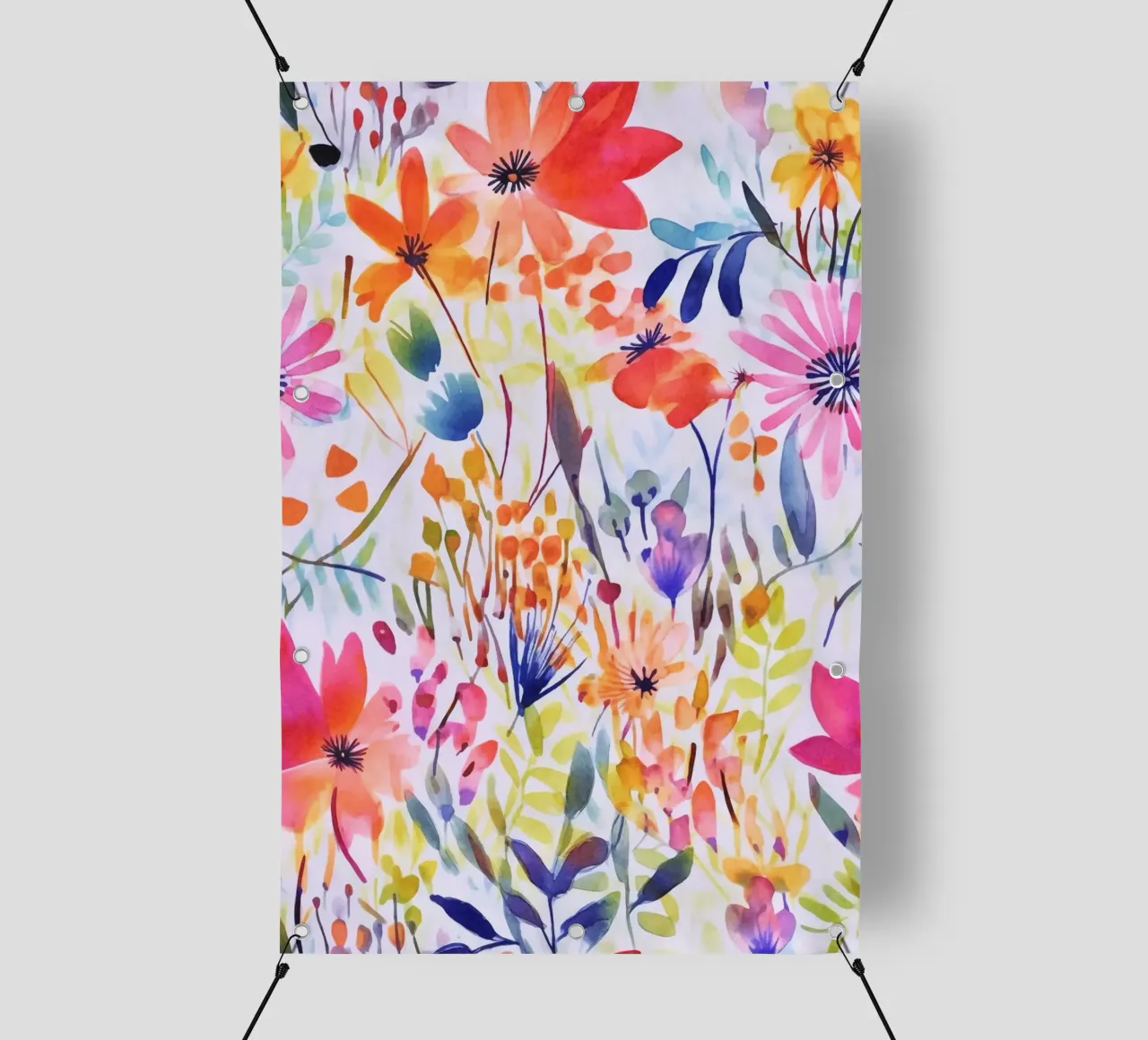 Studio di fiori acquerellati multicolore telo in pvc da Andrea Haase Modern Home
