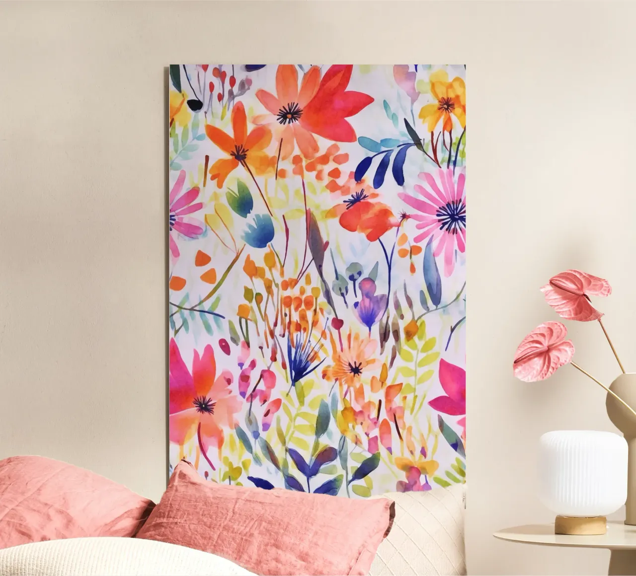 Studio di fiori acquerellati multicolore alluminio dibond da Andrea Haase Modern Home