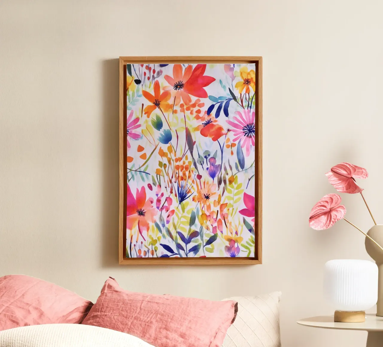 Studio di fiori acquerellati multicolore tela con Cornice a cassetta da Andrea Haase Modern Home
