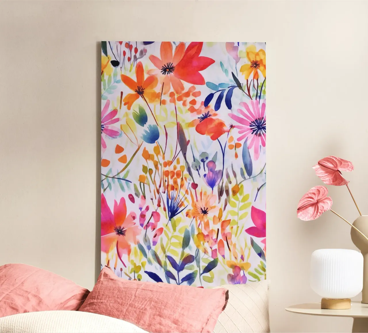 Studio di fiori acquerellati multicolore tela con Cornice a cassetta da Andrea Haase Modern Home