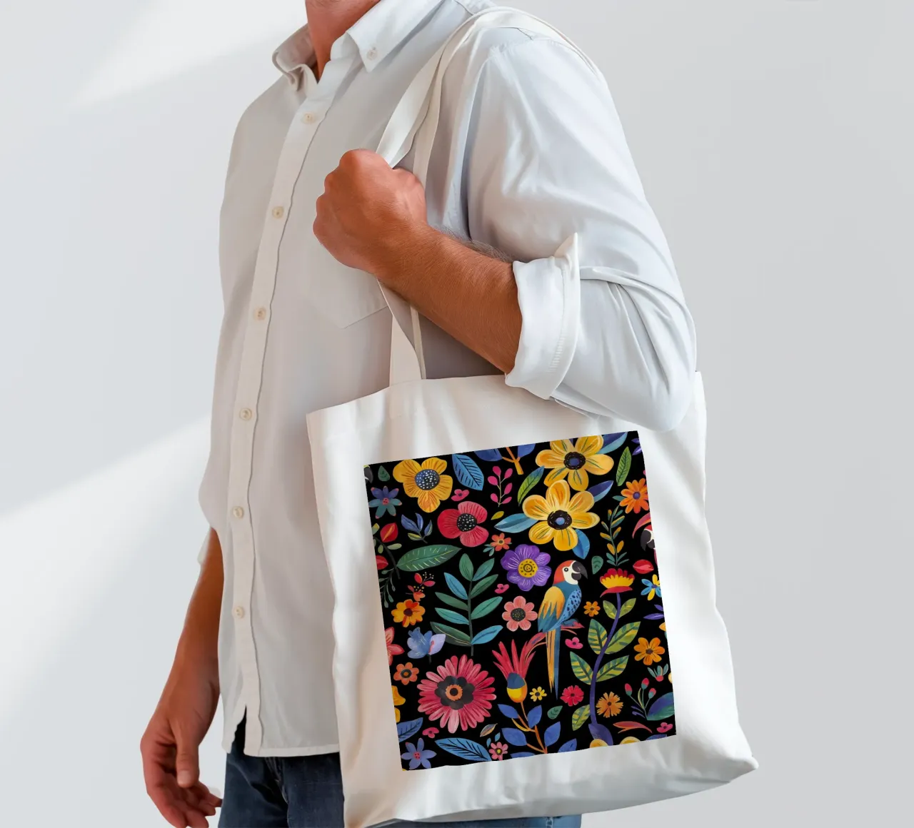 Paradiso tropicale Giungla in fiore nero borsa in juta da Andrea Haase Modern Home