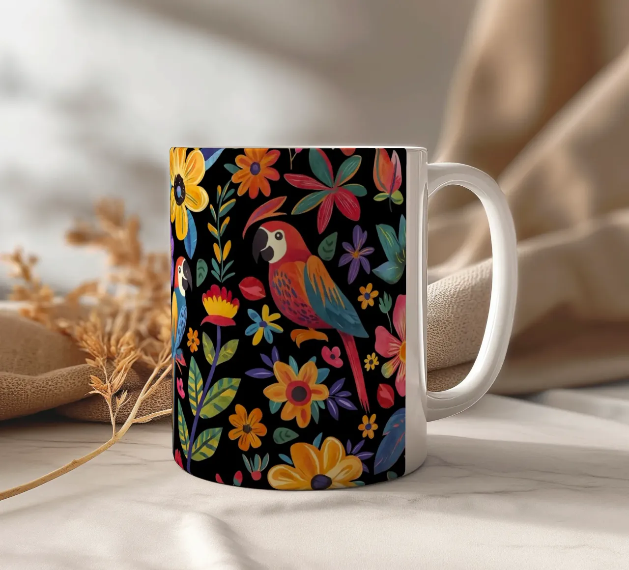 Paradiso tropicale Giungla in fiore nero tazza in ceramica da Andrea Haase Modern Home