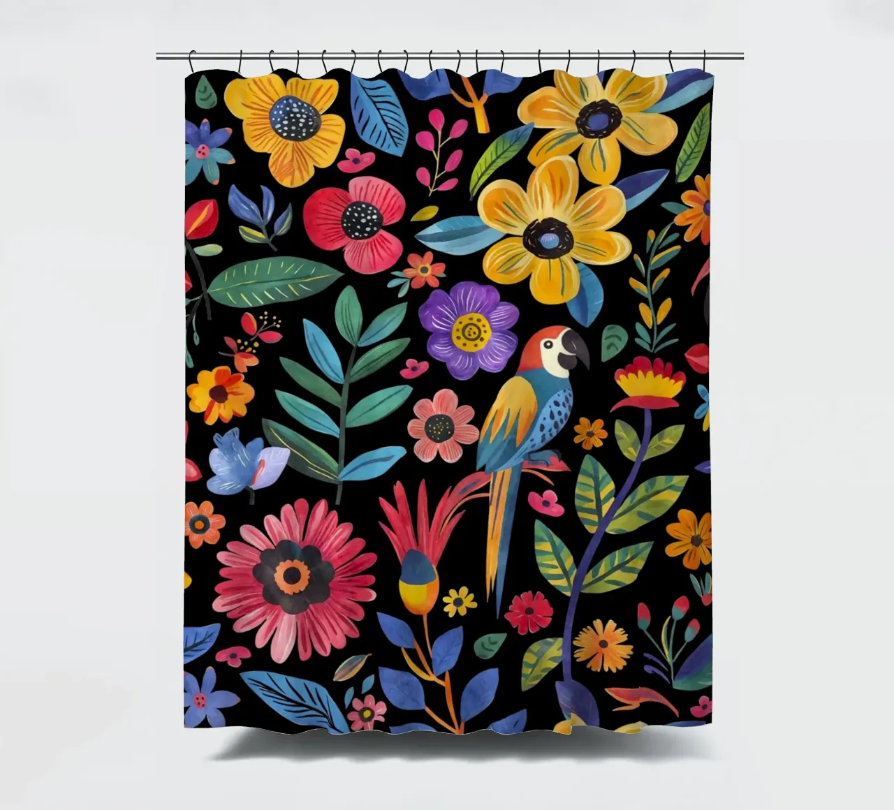 Paradiso tropicale Giungla in fiore nero tenda da doccia da Andrea Haase Modern Home