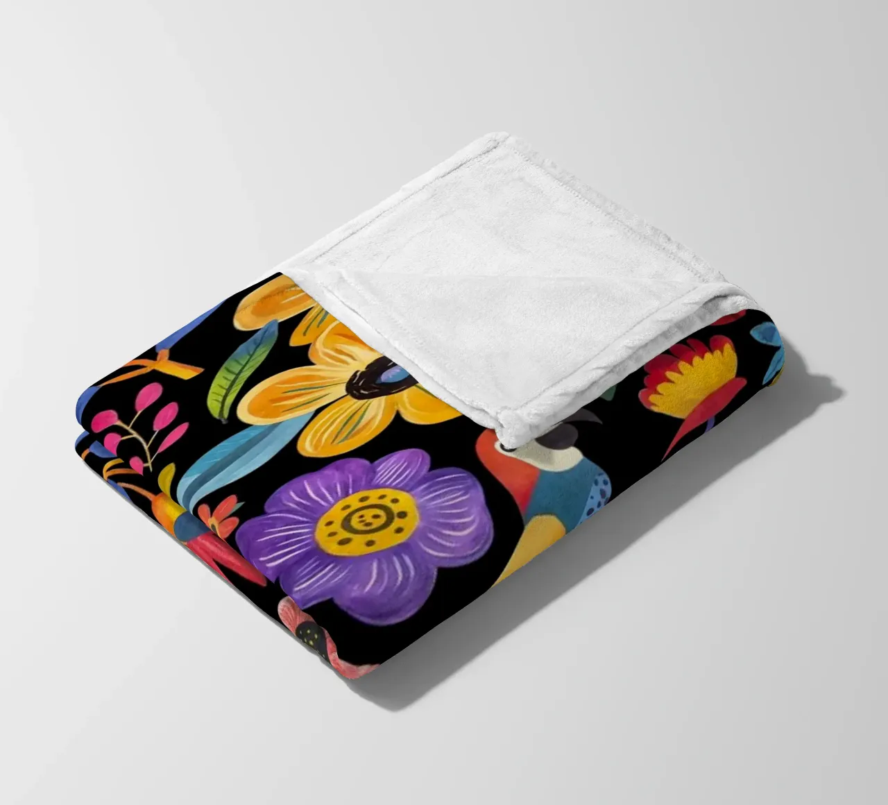 Paradiso tropicale Giungla in fiore nero coperta in pile da Andrea Haase Modern Home