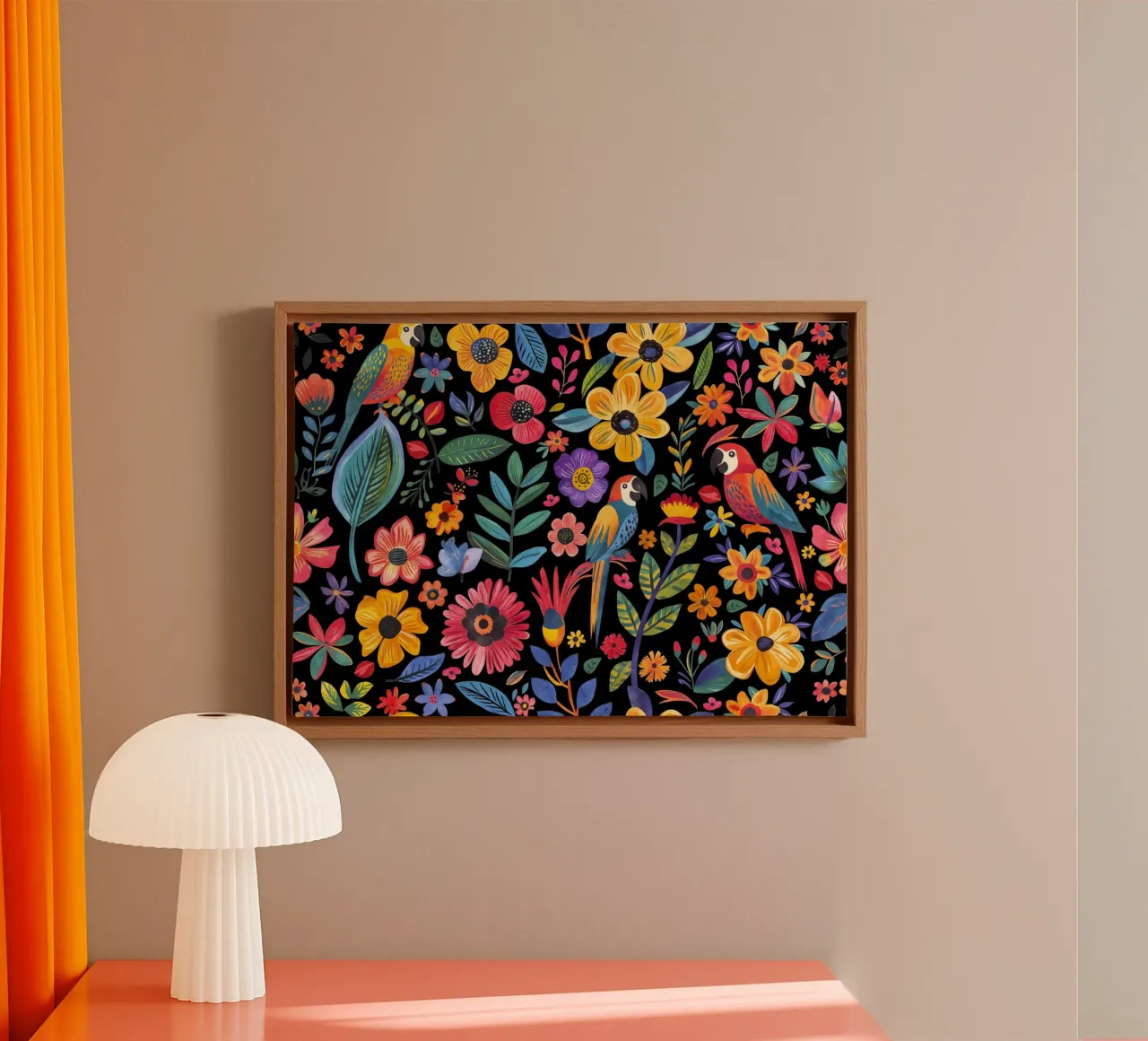 Paradiso tropicale Giungla in fiore nero tela con Cornice a cassetta da Andrea Haase Modern Home