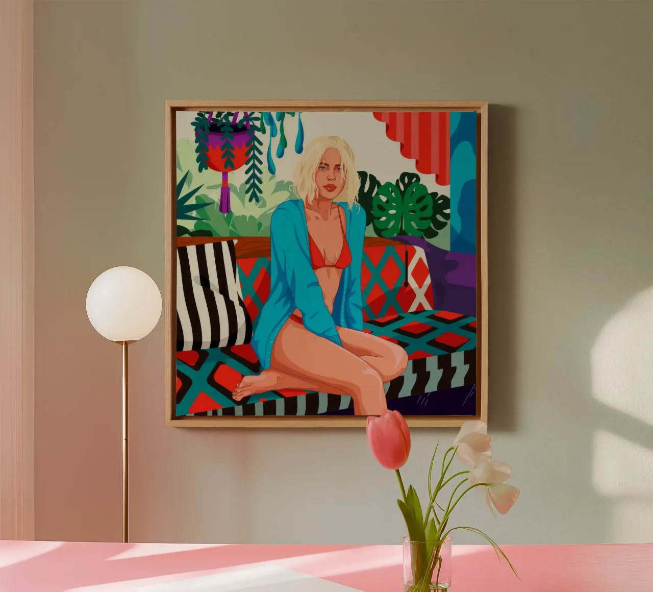 Bruisende lounge Sereniteit canvas met Baklijst van Silent Hue