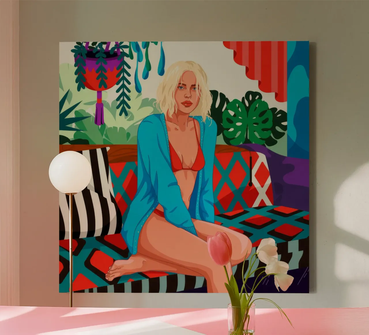 Bruisende lounge Sereniteit canvas met Baklijst van Silent Hue