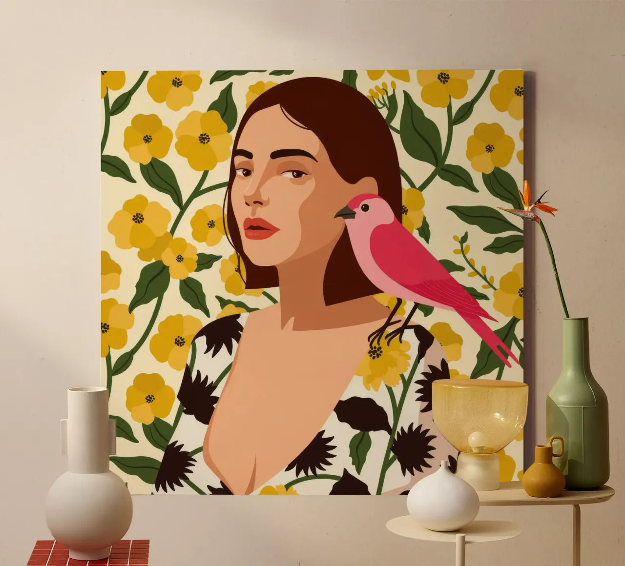Bird and Bloom Harmony canvas by Silent Hue