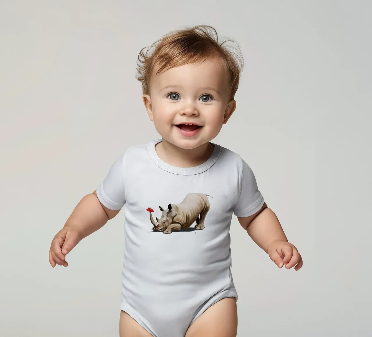 Horny (Colour) short-sleeve baby romper by Rob Art | Illustration