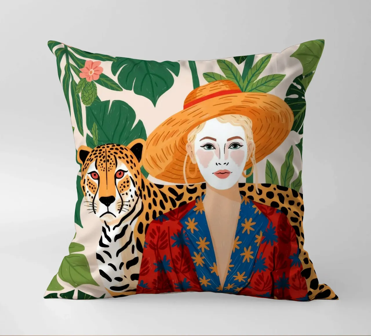Exotic Jungle Majesty decorative cushion by Silent Hue