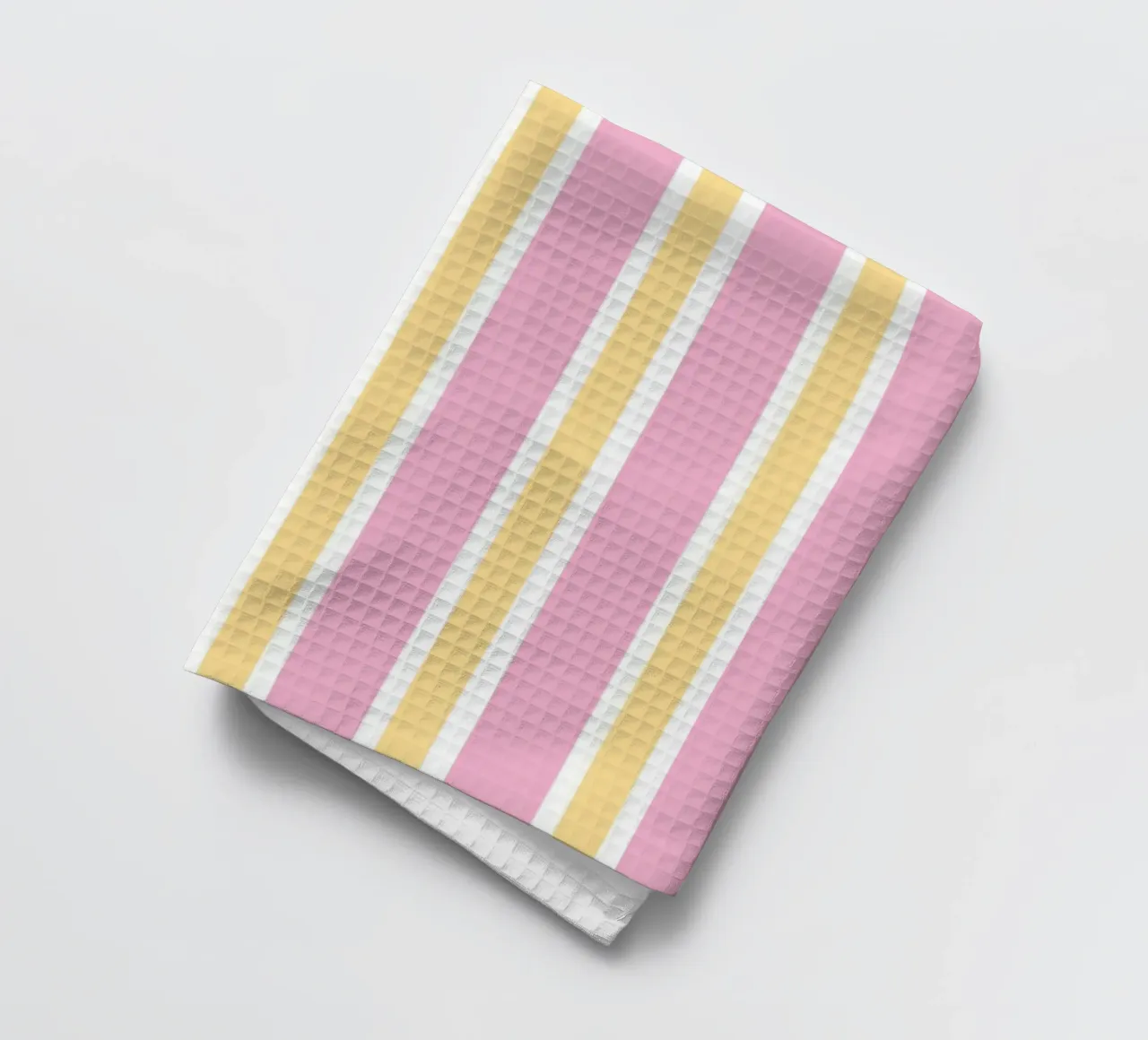 Stripes in pink and yellow tea towel by janamossmann