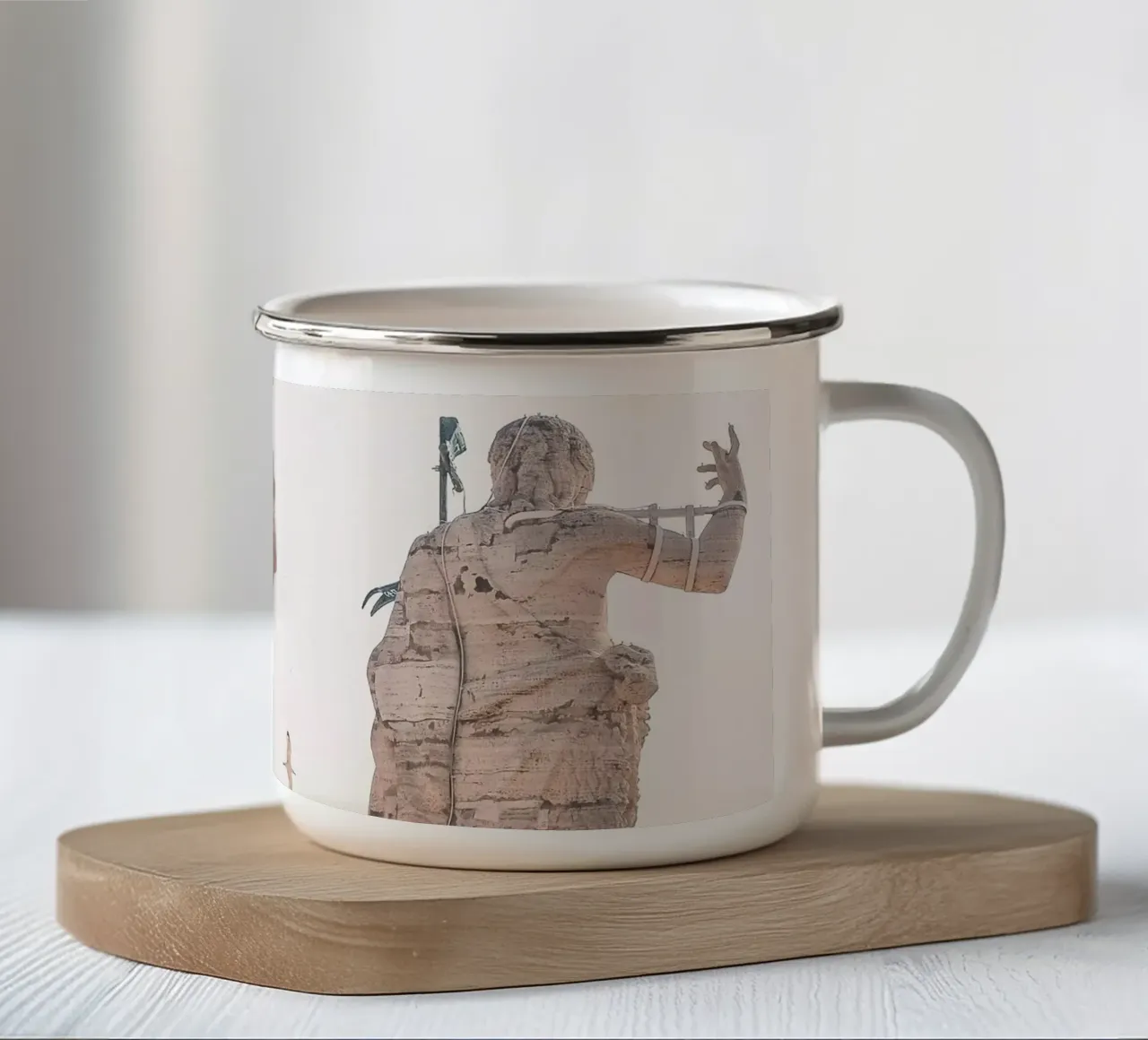 Roma, Italia I Statue sul tetto del Vaticano nelle prime ore del mattino tazza in smalto da Julie Travel Photography