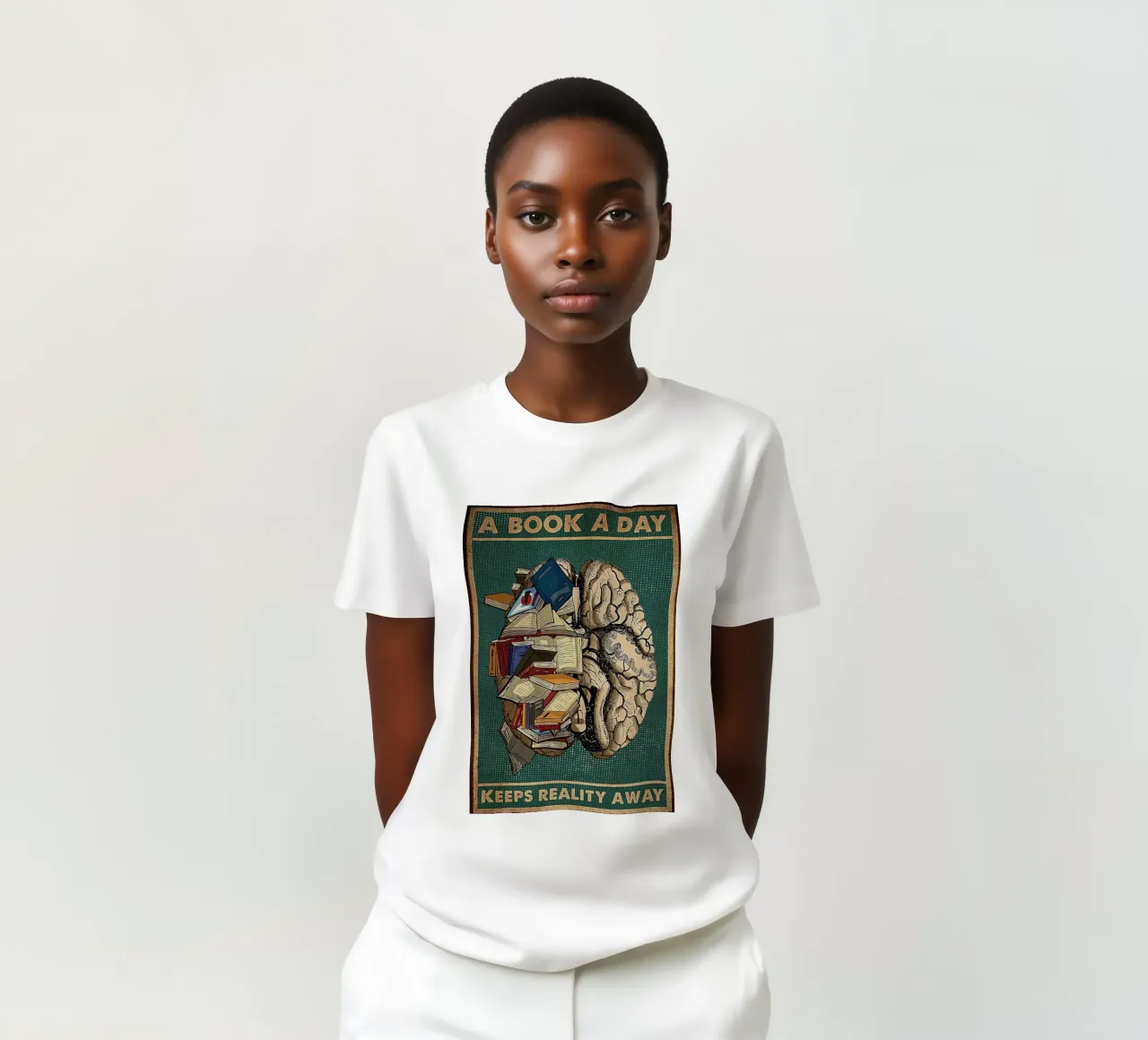 Un livre par jour éloigne la réalité t-shirt de American Poster